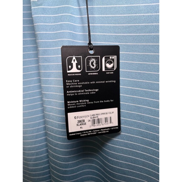 FootJoy FJ Prodry Stretch Shirt Men XL Stripe  Polo Reef‎ Blue & white - Picture 10 of 15